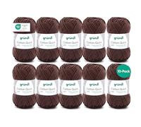 Gründl Cotton Quick Uni, 10 ovillos (hilo de colores de 100% algodón, certificado OEKO-TEX, 50 g / 125 m, tamaño de aguja: 3-4, 10 × 50 g), Cioccolato