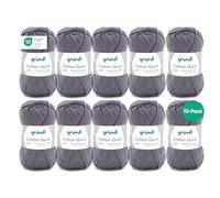 Gründl Cotton Quick Uni, 10 ovillos (hilo de colores de 100% algodón, certificado OEKO-TEX, 50 g / 125 m, tamaño de aguja: 3-4, 10 × 50 g), gris ratón