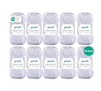 Gründl Cotton Quick Uni, 10 ovillos (hilo de colores de 100% algodón, certificado OEKO-TEX, 50 g / 125 m, tamaño de aguja: 3-4, 10 × 50 g), gris claro