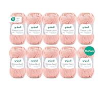 Gründl Cotton Quick Uni, 10 ovillos (hilo de colores de 100% algodón, certificado OEKO-TEX, 50 g / 125 m, tamaño de aguja: 3-4, 10 × 50 g), albaricoque