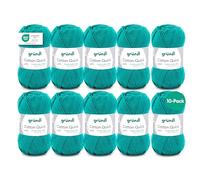 Gründl Cotton Quick Uni, 10 ovillos (hilo de colores de 100% algodón, certificado OEKO-TEX, 50 g / 125 m, tamaño de aguja: 3-4, 10 × 50 g), verde esmeralda