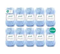 Gründl Cotton Quick Uni, 10 ovillos (hilo de colores de 100% algodón, certificado OEKO-TEX, 50 g / 125 m, tamaño de aguja: 3-4, 10 × 50 g), Cielo azul