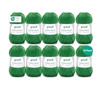 Gründl Cotton Quick Uni, 10 ovillos Color 100%, Certificado Oeko-Tex, 50 g / 125 m, tamaño de Aguja: 3-4, 10 x 50 g, Hilo, Algodón, Fern, Talla única, 1250