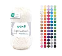 Gründl Lana Cotton Quick uni - lana fina para ganchillo - hilo de tejer - hilo de ganchillo - brillante y agradable para la piel - 100% algodón - 1 ovillos 50 g / 125 m - lana blanca