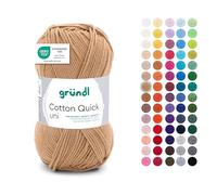 Gründl Lana Cotton Quick uni - lana fina para ganchillo - hilo de tejer - hilo de ganchillo - brillante y agradable para la piel - 100% algodón - 1 ovillos 50 g / 125 m - latón