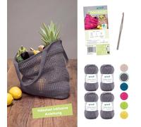 Gründl Cotton Quick Uni - Kit de lana para ganchillo (4 x 50 g/125 m, 100% algodón), color gris