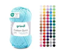 Gründl Cotton Quick Uni - Ovillo de lana para tejer (10 ovillos de 50 g, 100% algodón, certificado OEKO-TEX, 50 g/125 m, grosor de la aguja: 3-4, 1 x 50 g), color azul