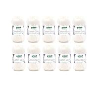 Gründl Cotton Quick Uni Strickgarn/Häkelgarn, 10 Knäuel to 50 g (farbenfrohes Garn aus 100% Baumwolle, Oeko-Tex zertifiert, 50 g / 125 m, Nadelstärke: 3-4, 10 x 50 g), Wollweiß