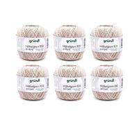 Gründl Crochet Thread 100 ombré (hilo de ganchillo de algodón mercerizado, 100% algodón, 100 g / 566 m, agujas: 1,5-2, 6 x 100 g), beige-gris