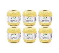 Gründl Crochet Thread 100 ombré (hilo de ganchillo de algodón mercerizado, 100% algodón, 100 g / 566 m, agujas: 1,5-2, 6 x 100 g), limón