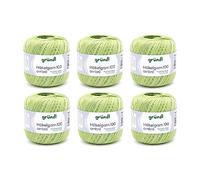 Gründl Crochet Thread 100 ombré (hilo de ganchillo de algodón mercerizado, 100% algodón, 100 g / 566 m, agujas: 1,5-2, 6 x 100 g), pistacho