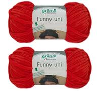 Gründl Funny - Ovillo de lana para bebé (2 ovillos de 100 g, incluye instrucciones para un conejo divertido) rojo 11 rojo