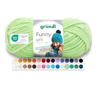 Gründl Funny uni lana aterciopelada para tejer, hilo de chenilla suave hecho de 100% poliéster, 1 x 100 g / 120 m, tamaño de aguja: 5-6, verde claro