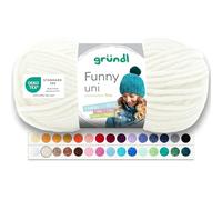 Gründl Funny uni lana aterciopelada para tejer, hilo de chenilla suave hecho de 100% poliéster, 1 x 100 g / 120 m, tamaño de aguja: 5-6, crema