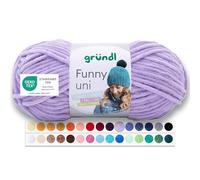 Gründl Funny uni lana aterciopelada para tejer, hilo de chenilla suave hecho de 100% poliéster, 1 x 100 g / 120 m, tamaño de aguja: 5-6, lavanda