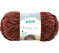 Gründl Funny uni lana aterciopelada para tejer, hilo de chenilla suave hecho de 100% poliéster, 1 x 100 g / 120 m, tamaño de aguja: 5-6, Marrón