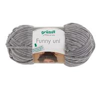 Gründl Funny uni lana aterciopelada para tejer, hilo de chenilla suave hecho de 100% poliéster, 1 x 100 g / 120 m, tamaño de aguja: 5-6, gris claro