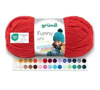 Gründl Funny uni lana aterciopelada para tejer, hilo de chenilla suave hecho de 100% poliéster, 1 x 100 g / 120 m, tamaño de aguja: 5-6, cereza