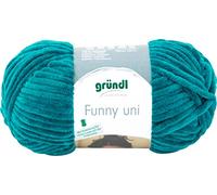 Gründl Funny uni lana aterciopelada para tejer, hilo de chenilla suave hecho de 100% poliéster, 1 x 100 g / 120 m, tamaño de aguja: 5-6, petrol