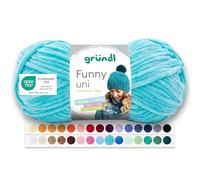 Gründl Funny uni lana aterciopelada para tejer, hilo de chenilla suave hecho de 100% poliéster, 1 x 100 g / 120 m, tamaño de aguja: 5-6, Turquesa