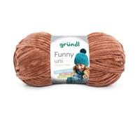 Gründl Funny uni lana aterciopelada para tejer, hilo de chenilla suave hecho de 100% poliéster, 1 x 100 g / 120 m, tamaño de aguja: 5-6, marrón claro