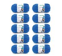 Gründl Funny uni lana aterciopelada para tejer, hilo de chenilla suave hecho de 100% poliéster, 10 x 100 g / 120 m, tamaño de aguja: 5-6, azul real