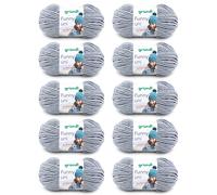 Gründl Funny uni lana aterciopelada para tejer, hilo de chenilla suave hecho de 100% poliéster, 10 x 100 g / 120 m, tamaño de aguja: 5-6, gris claro