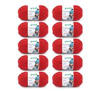 Gründl Funny uni lana aterciopelada para tejer, hilo de chenilla suave hecho de 100% poliéster, 10 x 100 g / 120 m, tamaño de aguja: 5-6, cereza