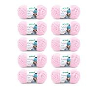 Gründl Funny uni lana aterciopelada para tejer, hilo de chenilla suave hecho de 100% poliéster, 10 x 100 g / 120 m, tamaño de aguja: 5-6, rosa pastel