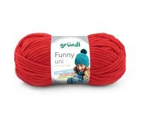 Gründl Funny Uni - Lana suave de chenilla para ganchillo, suave y agradable al tacto, 100% poliéster, 1 ovillo de 100 g/120 m, grosor de aguja 5-6, color rojo cereza