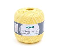 Gründl Hilo de ganchillo 100 ombré (hilo de algodón mercerizado para ganchillo, 100% algodón, 100 g/566 m, grosor de aguja: 1,5 - 2, 1 x 100 g), limón