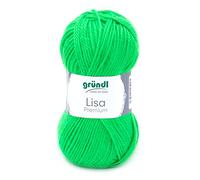 Gründl Lisa Premium Uni Yarn Hilo, Acrylic, Verde Neón, 3,50-4,50 mm, 133