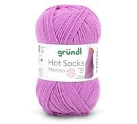 Gründl Hots Socks Merino Uni - Ovillo de lana para calcetines, 4 hilos, 50 g/200 m, 75% lana virgen (merino, superwash), 25% poliamida, sin mulesing, certificado Öko-tex Standard, (17 orquídea)