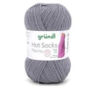 Gründl Hots Socks Merino Uni - Ovillo de lana para calcetines (4 hilos, 50 g/200 m, 75% lana virgen (merino, superwash), 25% poliamida, sin mulesing, certificado Öko-tex Standard, (12 gris acero)