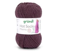 Gründl Hots Socks Merino Uni - Ovillo de lana para calcetines, 4 hilos, 50 g/200 m, 75% lana virgen (merino, superwash), 25% poliamida, sin mulesing, certificado Öko-tex Standard, (24 marrón)