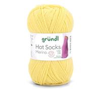 Gründl Hots Socks Merino Uni - Ovillo de lana para calcetines (4 hilos, 50 g/200 m, 75 % lana virgen (merino, superwash), 25 % poliamida, sin mulesing, certificado Öko-tex Standard, (14 amarillo