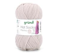 Gründl Hots Socks Merino Uni - Ovillo de lana para calcetines, 4 hilos, 50 g/200 m, 75% lana virgen (merino, superwash), 25% poliamida, sin mulesing, certificado Öko-tex Standard, (22 arena)