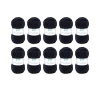 Gründl King Cotton (filato per maglieria e uncinetto morbido e voluminoso in 55% poliacrilico e 45% cotone, 50 g / 78 m, misura dell'ago: 6-7, 10 x 50 g), nero