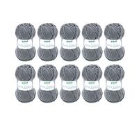Gründl King Cotton (filato per maglieria e uncinetto morbido e voluminoso in 55% poliacrilico e 45% cotone, 50 g / 78 m, misura dell'ago: 6-7, 10 x 50 g), antracita