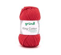Gründl King Cotton - Hilo de punto y ganchillo suave y voluminoso, 55% poliacrílico, 45% algodón, 50 g/78 m, grosor de la aguja: 6-7, 1 x 50 g, color rojo
