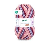 Gründl Lana Big Mamma Print - Lana XXL para tejer - ovillo grande de 400 g / 1040 m - lana con degradado de color 100% poliacrílico - lachs-kirsche-mauve-hellblau