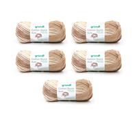 Gründl lana Cotton Quick Batik Hilo de tejer/hilo de ganchillo (100% algodón, certificado OEKO-TEX, 100 g / 260 m, tamaño de aguja: 3-4, 5 x 100 g), Beige marrón natural