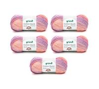 Gründl lana Cotton Quick Batik Hilo de tejer/hilo de ganchillo (100% algodón, certificado OEKO-TEX, 100 g / 260 m, tamaño de aguja: 3-4, 5 x 100 g), Crema-rosa-morado-lila