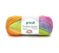 Gründl lana Cotton Quick Batik Hilo de tejer/hilo de ganchillo (100% algodón, certificado OEKO-TEX, 100 g / 260 m, tamaño de aguja: 3-4, 1 x 100 g), Naranja-verde-azul-violeta