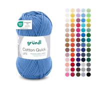 Gründl Lana Cotton Quick uni - lana fina para ganchillo - hilo de tejer - hilo de ganchillo - brillante y agradable para la piel - 100% algodón - 1 ovillos 50 g / 125 m - océano