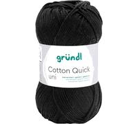 Gründl Lana Cotton Quick uni - lana fina para ganchillo - hilo de tejer - hilo de ganchillo - brillante y agradable para la piel - 100% algodón - 1 ovillos 50 g / 125 m - Nerón