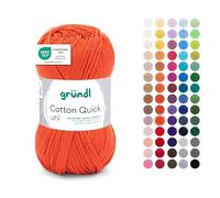 Gründl Lana Cotton Quick uni - lana fina para ganchillo - hilo de tejer - hilo de ganchillo - brillante y agradable para la piel - 100% algodón - 1 ovillos 50 g / 125 m - rojo brillante