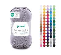 Gründl Lana Cotton Quick uni - lana fina para ganchillo - hilo de tejer - hilo de ganchillo - brillante y agradable para la piel - 100% algodón - 1 ovillos 50 g / 125 m - Grigio Argento