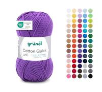 Gründl Lana Cotton Quick uni - lana fina para ganchillo - hilo de tejer - hilo de ganchillo - brillante y agradable para la piel - 100% algodón - 1 ovillos 50 g / 125 m - Violeta