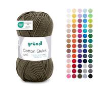 Gründl Lana Cotton Quick uni - lana fina para ganchillo - hilo de tejer - hilo de ganchillo - brillante y agradable para la piel - 100% algodón - 1 ovillos 50 g / 125 m - verde negro